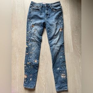 Embroidered driftwood jeans